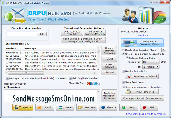 Android SMS Messaging Software screenshot