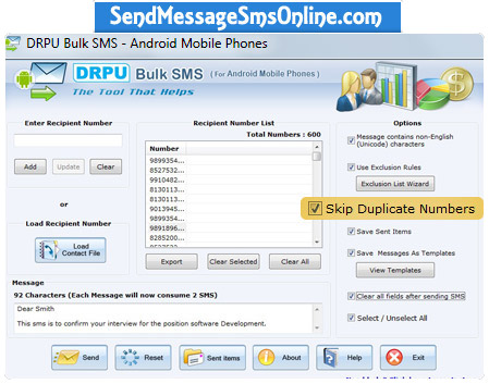 Android Text Messaging Software screenshot