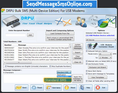 SMS Text Messaging Software screenshot