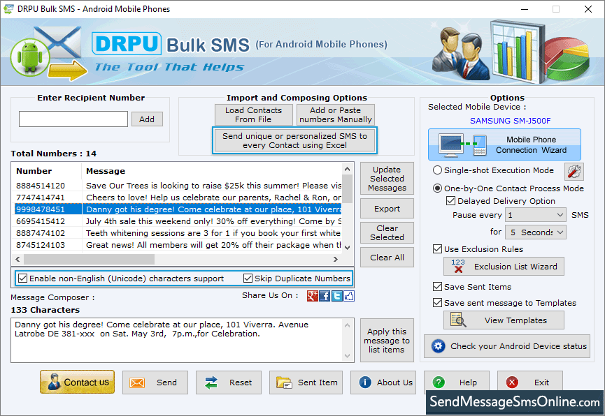 Bulk SMS Software – Android Mobile Phone