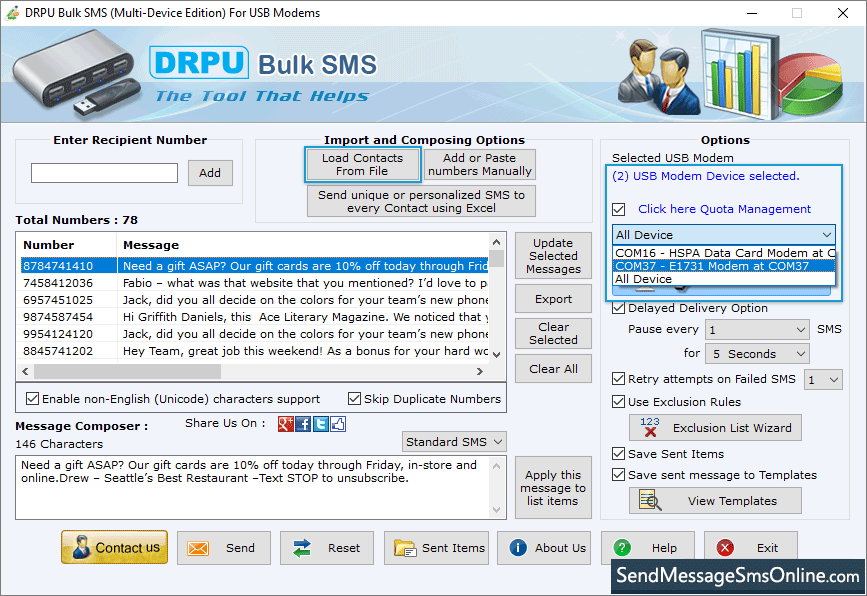 Bulk SMS Software - Multi USB Modem