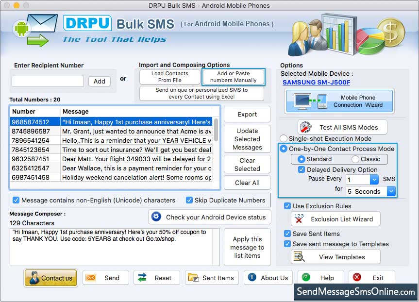 Mac Bulk SMS Software for Android Phones