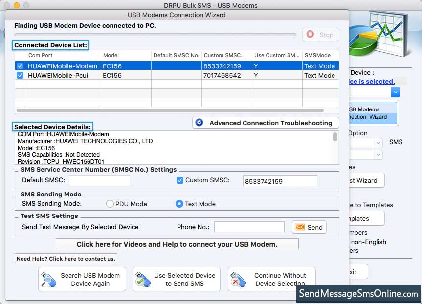 Mac Bulk SMS Software for USB Modems