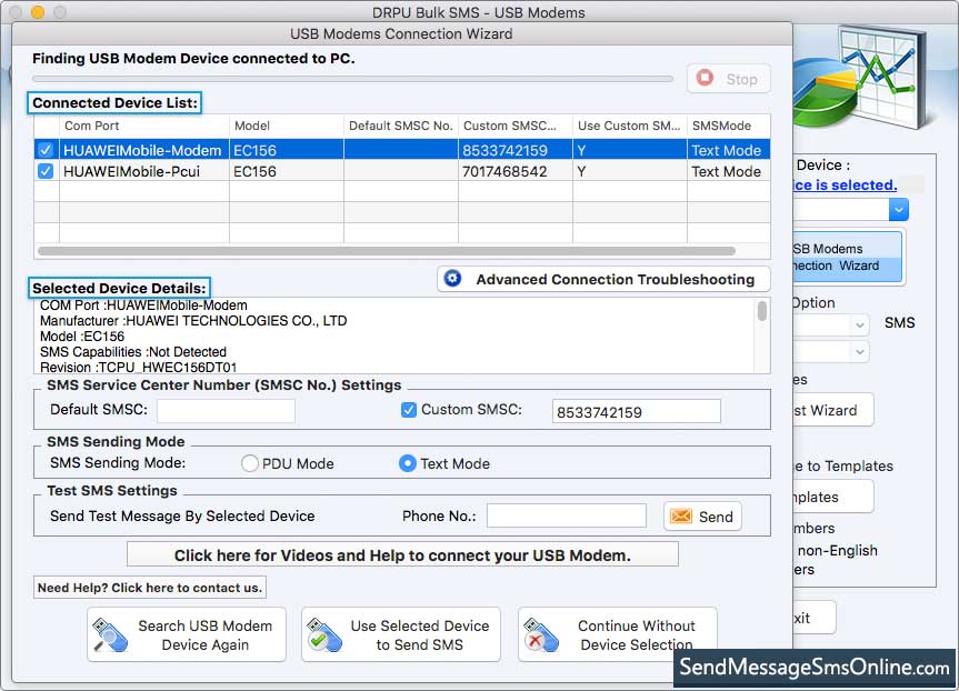 Mac Bulk SMS Software for USB Modems