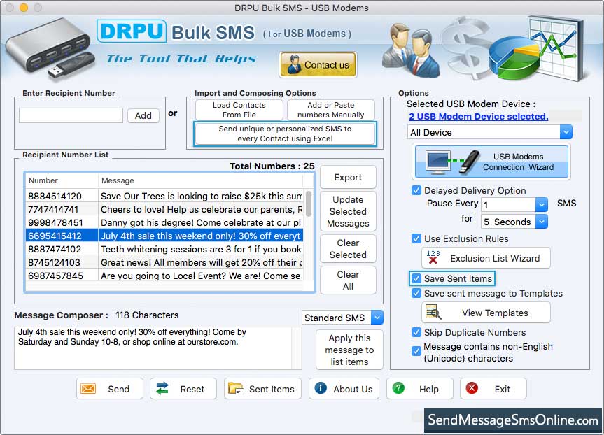 Mac Bulk SMS Software for USB Modems